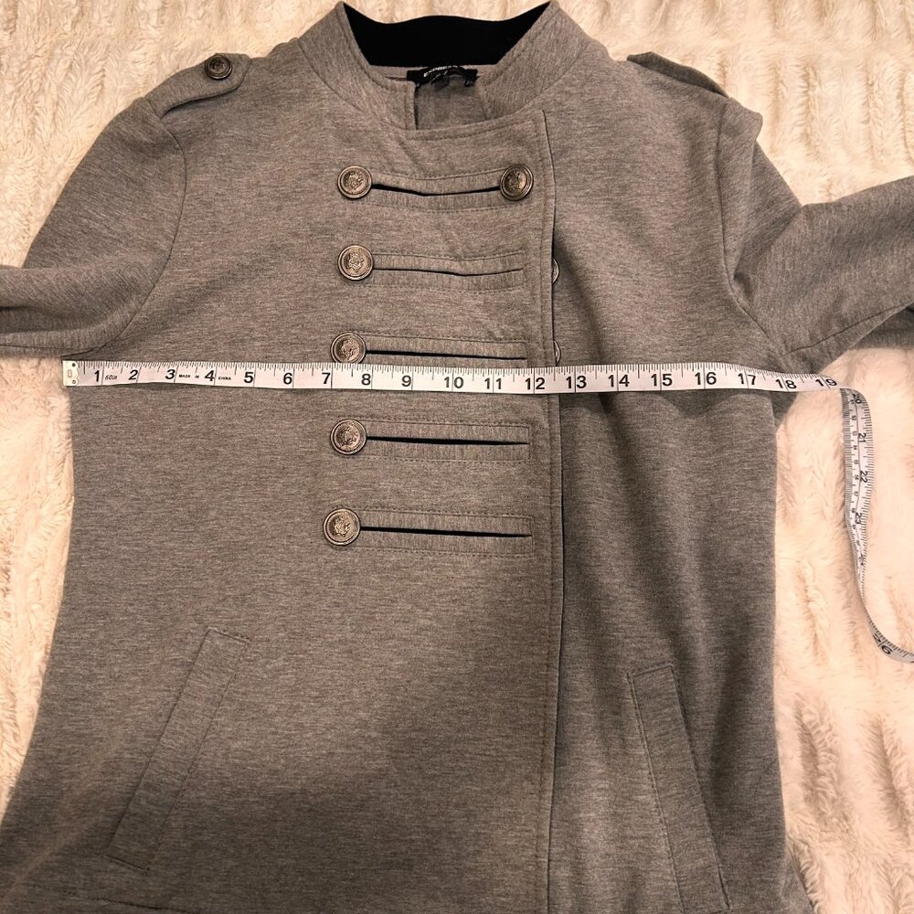 Express Women's Grey Military Style Cropped Blazer Jacket Medium - Picture 7 of 7